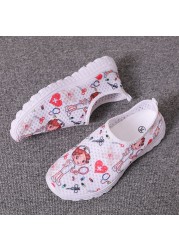 Rimocy Nursing Shoes Women Print Breathable Sneakers Woman Slip On Light Non-slip Flats Ladies Soft Bottom Casual Sneakers