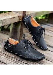 New men's casual shoes fashion high quality leather driving shoes classic comfortable handmade men's flat shoes large size 38-48