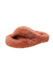 Furry Slippers Fur Slides For Women Faux Fur Sliders Out Keep Warm Shoes Woman Strap Shoes Female Casual Flat Home Shoes