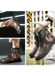 Women's shoes street fashion couples shoes high quality graffiti printing Martin boots outdoor ankle boots casual shoes for women