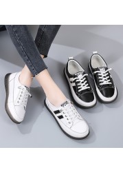 Fashion leather sneakers for men white lace up flat casual shoes women vulcanize shoes low cut original ladies sneakers