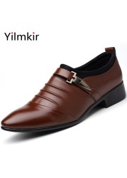 Casual pointed toe formal wear men oxford shoes fashion real business men wear shoes popular banquet all-match flat shoes