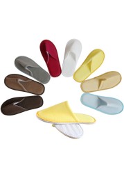 1 Pair Simple Unisex Solid Color Slippers Hotel Travel Spa Portable Men Slippers Disposable Guest Home Indoor Cloth Men Slippers