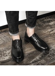 Spring Autumn Luxury Dress Shoes Men Plus Size Men Oxfords Daily Office Business Shoes Black White Fashion Casual Leather Shoes