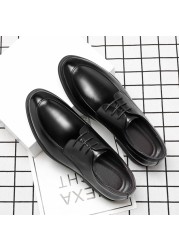 Men Leather Shoes Elevator Shoes Height Increasing Shoes Height Increasing Shoes Insole Height Increase 6/8cm Black Height