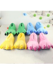 2020 new winter warm soft indoor floor slippers women children paw shoes funny animal christmas monster dinosaur claw plush home