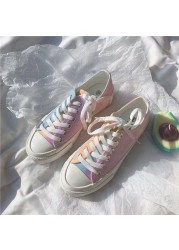 Women Color Changing Canvas Shoes Trendy Fashion Versatile Low-top Lace-up Boarding Shoes Cute Fairy Colorful Kawaii Sneakers