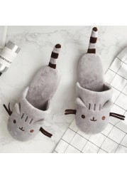 Cute Cozy Home Indoor Cozy Cat Street Cat Cartoon Plush Travel Airplane Sleeping Cat Animal Slippers Flat Slippers For Women Shoes