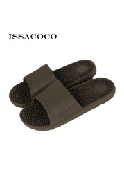 ISSACOCO الرجال شقة داخلي نِعال تدليك الرجال المنزل عدم الانزلاق نِعال تدليك Zapatos Hombre شاطئ الوجه يتخبط الرجال الشرائح