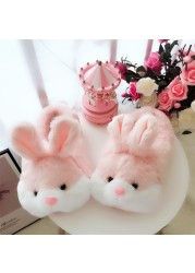 Women Fluffy Women Slippers Cute Cartoon Pink Rabbit Couples Fur Slides Bedroom Indoor Warm Rabbits Plush Ladies Casual Shoes loro piana shoes