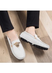 2022 spring and autumn new men's classic white men's shoes peas leather shoes breathable trend leather shoes moccasins