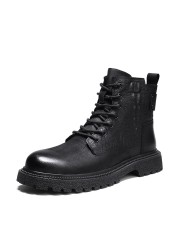 2021 men boots autumn casual black boots men full grain genuine leather luxury men business snow boots outdoor men's shoes