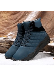 Non-slip Lace-up Men Martin Boots Plush Warm Fashion Casual Snow Boots Rubber Male Boots 2022 Autumn Winter New