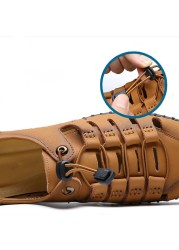 Classic Men Sandals Summer Soft Sandals Comfortable Men Shoes Genuine Leather Sandals Soft Outdoor Men Roman Sandals