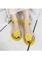 Women Fruit Sandals Transparent PVC Flat Flip Flop Sandal Ladies 2022 Summer Outdoor Fashion Non-slip Buckle Strap Beach Shoes