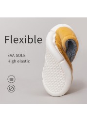 UTUNE Winter Plush Slippers Women Indoor Heel Wrap Men Shoes EVA Anti-slip Thick Sole Platform Shoes Warm Women Slippers Men