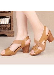 Pofulove Women Ankle Strap Sandals Peep Toe High Heel Rome Summer Women Thick Heel Comfortable Shoes Fashion Ladies Shoes