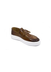 SHENBIN'S Lightweight Casual Sneakers, Handmade with Real Leather, Height Increased Sole, Tobacco