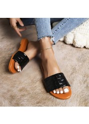 Zapatos Planos De Mujer 2022 Summe Women Flat Slippers Classic Round Head Knitting Outdoor Leisure Femme