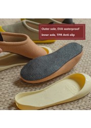 UTUNE Insoles with Removable Sole Home Shoes Insoles Waterproof Silent for Walking Dual Purpose Shoes Flat Shoes TPR EVA