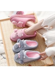 Winter Warm Slippers Polyester Cotton Women Home Shoes Lovely Non-slip Indoor Slides Corduroy Couple Slippers Women's Shoes