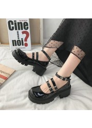 Rimocy Spring Thick Heel Platform Mary Janes Women Sweet Lovely Ankle Strap Lolita Shoes Woman Patent Leather High Heels Pumps