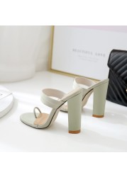 New classic one word horizontal strap shows leg length set toe thick heel high heel sandals 998