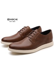 BHKH 2022 leather men casual shoes smart business office work lace-up light dress men shoes