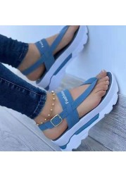 Women Platform Wedges Buckle Sandals Ladies Summer Roman Sandals Buckle Non-slip Beach Sandals Plus Size 35~43 Sandales Femme