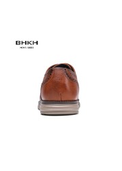 BHKH 2022 Autumn Mens Dress Shoes Genuine Leather Lace-up Men Casual Shoes Smart Business Office Work Shoes Men Shoes