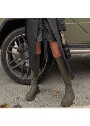 Women Thigh High Boots Chunky Punk Boots Platform White Leather Boots Woman Knee High Motorcycle Boots Botas for Women