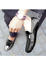 split genuine leather mens loafers luxury brand 2020 fashion handmade moccasins men black casual shoes slip on men boat shoes