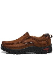 BTMOTTZ-Men's Genuine Leather Moccasins Shoes Casual Breathable No Lace-Up Driving Shoes Plus Size 2020