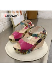 Women Sandals Summer Platform Wedges Casual Shoes Floral Ladies Super High Heels Open Toe Women Slippers Sandalias Zapatos Mujer