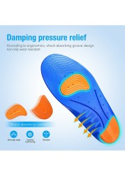 Man Woman Breathable Shock Absorption Orthotic Arch Support Insoles Shoe Pad Foot Care Blue Running Sports Cushion Non-slip Soft