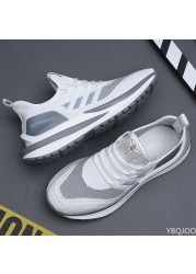 High quality summer male leisure flying knit shoes men's breathable net shoes fashion running men's casual shoes