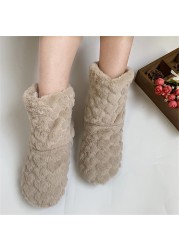 women cotton slippers winter warm feel ce indoor floor shoes socks love style slip-on soft non-slip female plush shoes