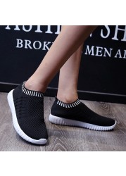 Rimocy Breathable Mesh Slip On Sneakers Women Plus Size Casual Knitted Flats Female 2022 Spring Summer Soft Sneakers Woman