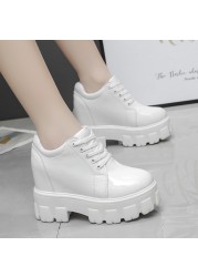 Rimocy Platform Chunky Ankle Boots For Women Height Increasing Thick Sole Gothic Shoes Woman Punk Style Patent Leather Socks