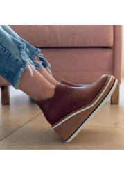 New Winter Wedges Women's Boots Ladies Round Toe 4cm Heel Zipper Comfortable Short Boots Ankle Boots Botas De Mujer Size 35-43