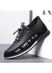 2022 Men's PU Leather Shoes Men's Casual Shoes Breathable Lightweight Black Sneakers Outdoor Driving Shoes Business Men's Shoes