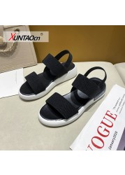 Fashion Open Toe Sports Sandals T-Shape Buckle Thick Heel Platform Shoes 2020 Women's Summer Flat Casual Shoes Women Slippers