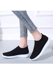 Rimocy Breathable Air Mesh Knitted Sneakers Women 2022 Spring Summer Plus Size Ladies Flats Comfortable Soft Casual Shoes Woman