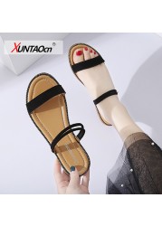 Flat bottom sandals female summer 2018 Korean version students women's shoes wearing Roman outside wear cool beach slippers