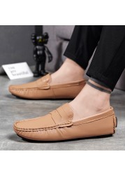 Leather men's shoes luxury brand men's casual shoes comfortable non-slip shoes men's genuine driving shoes simple fashion shoes