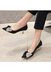 Lucifer 2022 Fashion Crystal Bowknot Pumps Women Pointed Toe High Heel Shoes Woman Stiletto Heel Party Shoes Zapatos De Mujer