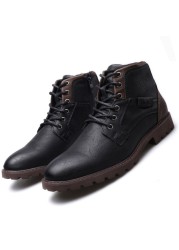 ZYYZYM - Vintage Style Men's Leather Shoes Fashion Casual Zipper Leather Shoes For Spring Autumn