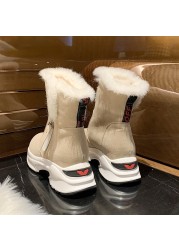 New Winter Warm Ankle Boots For Women Boots 5cm Height Increasing Platform Furry Boots Warm Chunky Sole Snow Boots Socks Woman