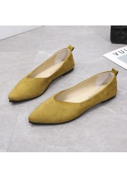 Slip On Women Flats Shoes Candy Color Pointed Toe Female Loafers Large Size Shoes Woman Spring Flock Ladies Ballet Flats