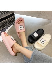 Lucifer Cute Cartoon Bear Platform Slippers Women 2022 Summer EVA Soft Sole Home Flip Flops Woman Non-slip Beach Sandals Female